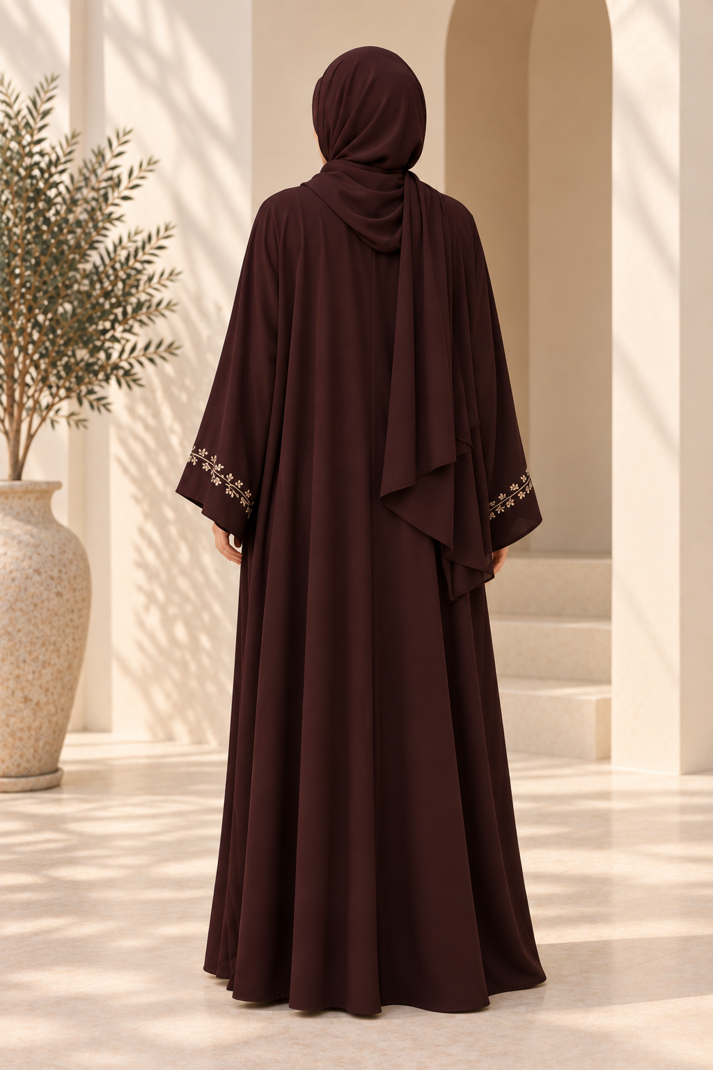 Abaya Brodée Chocolat