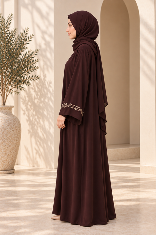 Abaya Brodée Chocolat