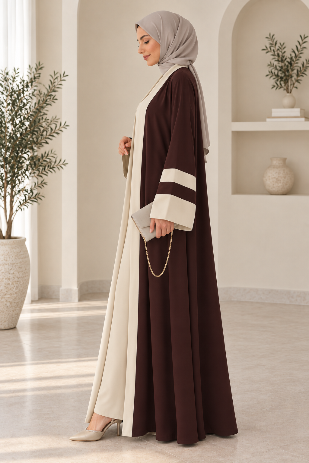 Abaya Bicolore Chocolat & Ivoire